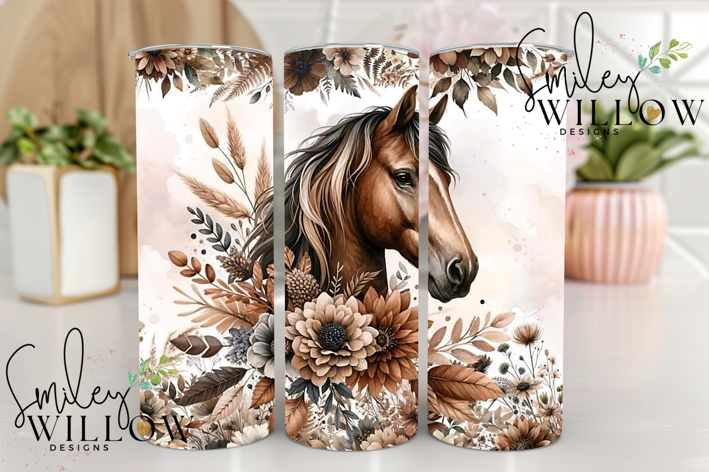 Boho brown horse 20oz tumbler